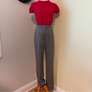 Escada 34 US 0 lightweight wool pants gentle grey plaid